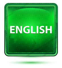 English Neon Light Green Square Button