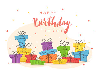 Colorful Presents and Lettering Happy Birthday To You