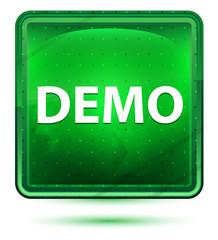 Demo Neon Light Green Square Button