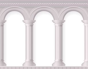 Naklejka premium Realistic Antique White Columns Composition