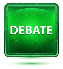 Debate Neon Light Green Square Button