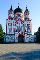 Fototapeta premium Panoramic view of St. Panteleimon Orthodox monastery in autumn