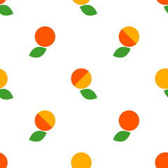 Seamless vector pattern with apricots on white background. Primitive design. Summer garden. Cute cartoon. Can be used for wallpaper, textile, invitation card, wrapping, web page background.