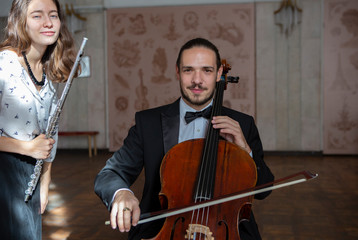 Young musicians of the symphony orchestra Duet