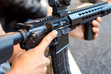 Man using rifle