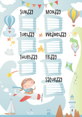 Baby organizer with funny cartoon pilot. Adventure time. 