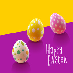 Easter design with colorful realistic eggs.