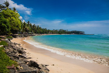 Wonderful sand beach of Mirissa,  Sri Lanka.