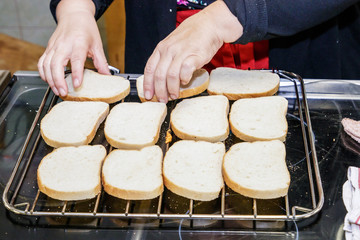a dish is cooked in the kitchen