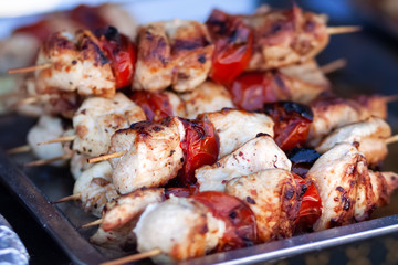 Tasty shish kebab cooking process