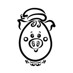 Little oval pig in a hat, funny baby