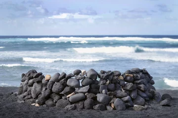 Fototapeten black beach,  lanzarote, canary islands © janvier