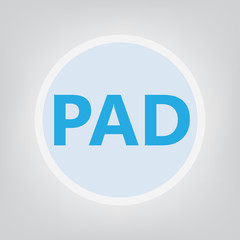PAD (Peripheral artery disease) acronym- vector illustration
