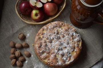 cake with fruits and nuts
