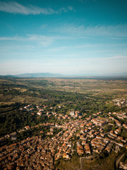 aerial view of a small Sardinian village surrounded by nature. Italy.