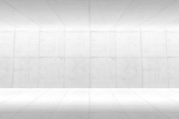 Abstract Empty space with white wall. Modern blank showroom with floor. Future concept. 3d rendering.