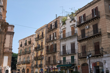 Palermo, Italy - September 07, 2018 : Building in san domenico square