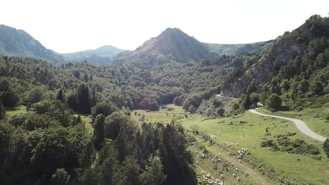 Aerial view of Pyrenean mountains in Ariege, Midi-Pyrenees in the southern of France
