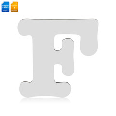 Letters F made from wooden material isolated on white background. Blank wooden font for your design. Clipping paths object.