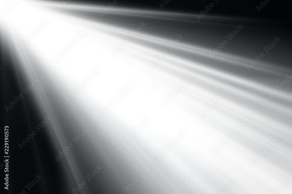 Wall mural abstract beautiful beams of light, rays of light screen overlay on black background.