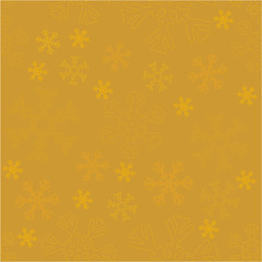 Seamless pattern for Christmas. Various small snowflakes on background in gold colors. Vector graphic illustration.