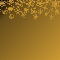 Christmas illustration with snowflakes on gradient background in gold colors. Vector graphic illustration.