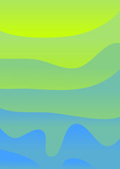 Abstract background with horisontal curvy waves. Step color gradient. From green to blue