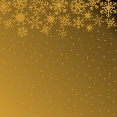 Christmas illustration with snowflakes on gradient background in gold colors. Vector graphic illustration.