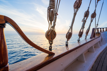 Sunset at the Sailboat deck while cruising