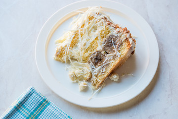 White Chocolate Banana Cake Slice with Cream