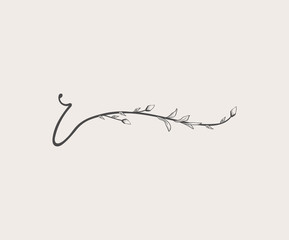 Vector Hand Drawn floral R monogram and logo