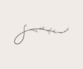 Vector Hand Drawn floral S monogram and logo