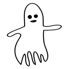 Ghost doodle cartoon character. Cute lines isolated symbol. Halloween. Flat design