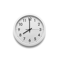 Fototapeta premium White wall clock isolated on white background.