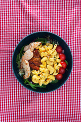 Fresh chicken salad with tomatoes