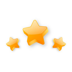 Three realistic glossy gold stars