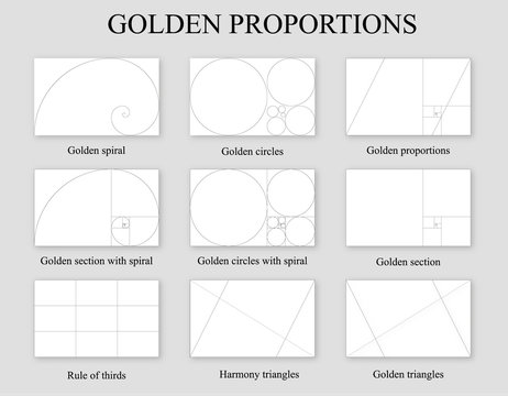 Golden proportions set . Golden section ration 