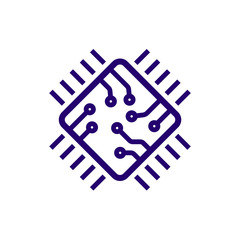 Processor line vector icon for websites and mobile minimalistic flat design. Mini CPU Icon Flat Style. Mobile CPU Vector. Phone CPU Illustration. Basic CPU Icon. Editable Stoke. EPS 10