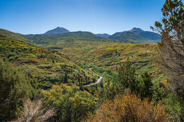 La Sal Mountain range in Fall, Moab, Utah USA