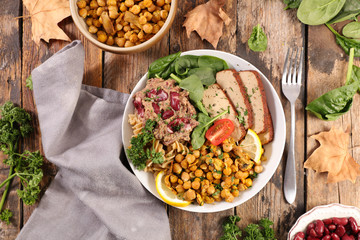 fried chickpea with bean and tofu