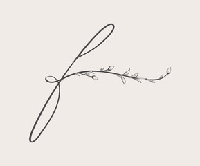 Vector Hand Drawn floral f monogram and logo