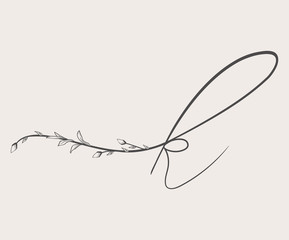 Vector Hand Drawn floral k monogram and logo