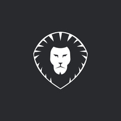 Lion head icon on black background. Template for your project. Vector illustration.