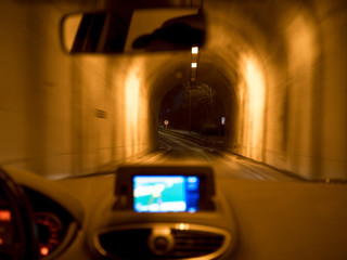 driving car in a tunnel
