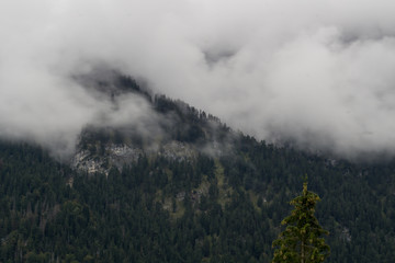 Mountain in fog