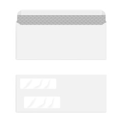 White double window self seal check envelope with security pattern