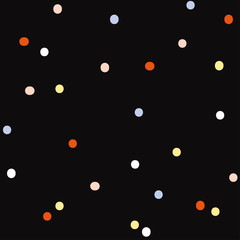 Cute scandinavian seamless pattern on white background in vector. Trendy simple illustration with random colorful dots. Good for wrapping paper, fabric design and other backdrop