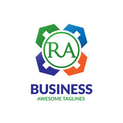 creative letter RA community property agent logo concept