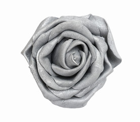 Silver grey glitter rose top view