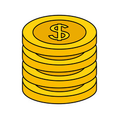 stack coins dollar money on white background